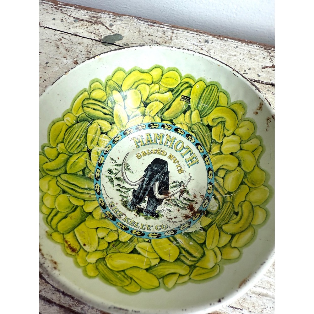 Vintage Cheinco Mammoth Salted Nuts Bowl The Kelly Co 1970s Green Yellow - Picture 6 of 9